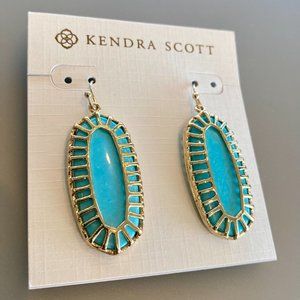 Kendra Scott Gold Dayla Earrings in Turquoise- New